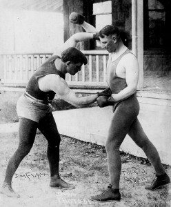 Modern, professional boxers in action