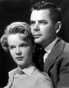 Glenn Ford with Anne Francis's epic forehead