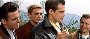 an impossibly young Dennis Hopper (2nd from left) in Rebel