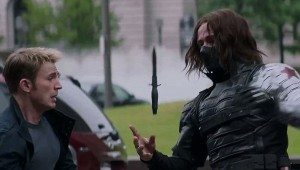 The winter soldier shows off his telekinetic knife levitating trick