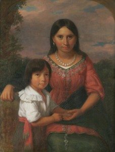 Portrait of Pocahontas and son Thomas